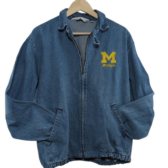 Vintage Chalk Line Denim Jean Jacket Embroidered University of Michigan Large - Picture 10 of 15